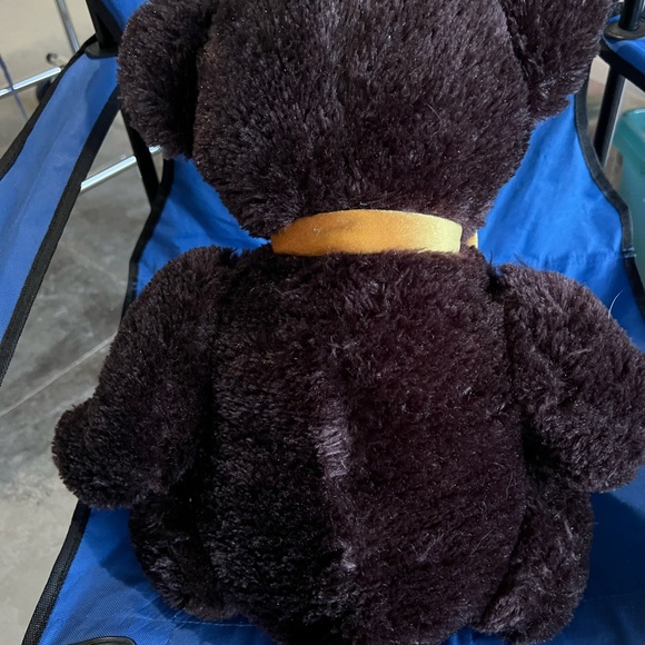 Golden Bear Co Dark Brown Teddy Bear Plush 17" Stuffed Animal Toy Yellow Bow - Picture 2 of 3